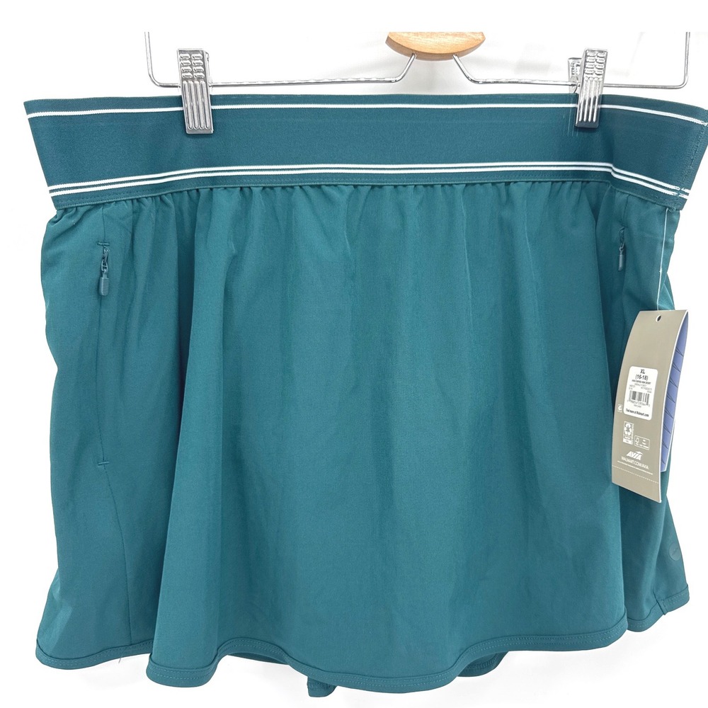 Avia Skort Women's XL Teal Green Golf Tennis Performance Skirt Zip Pockets NWT